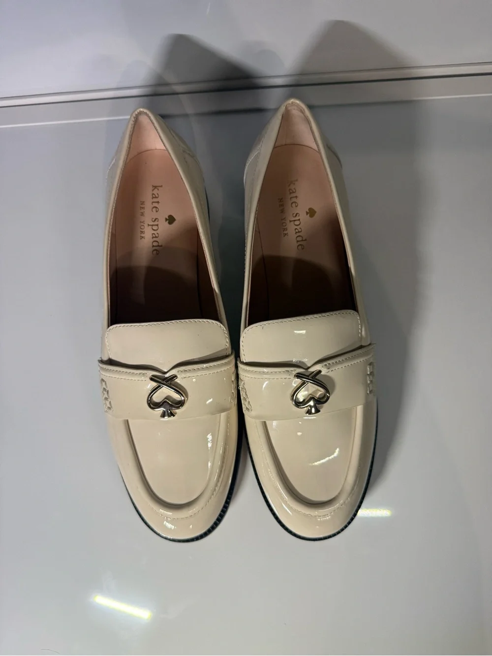kate spade Women's Cream Patent Leather Loafers size 8
